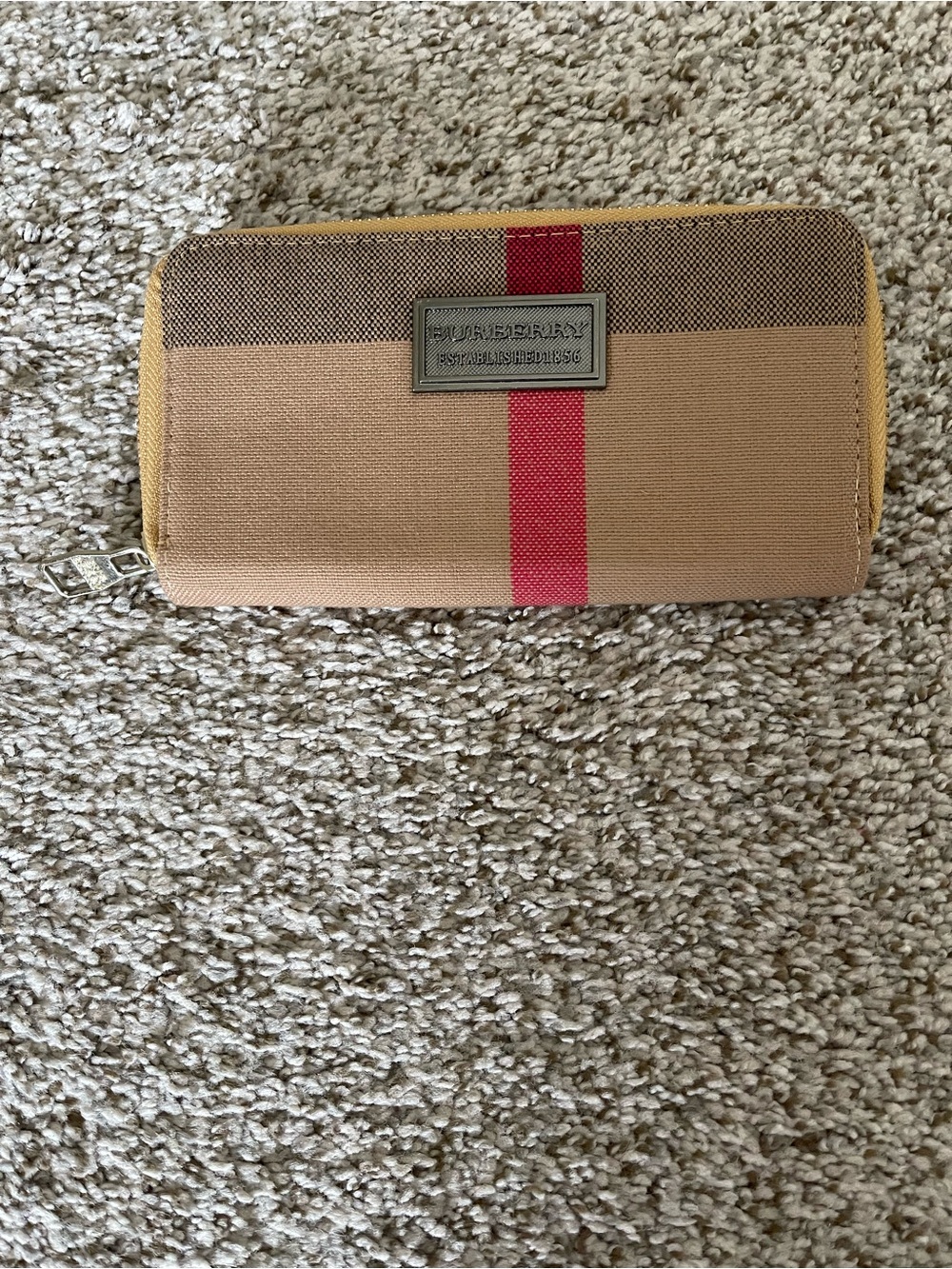 Canvas Zip Wallet with Red Stripe